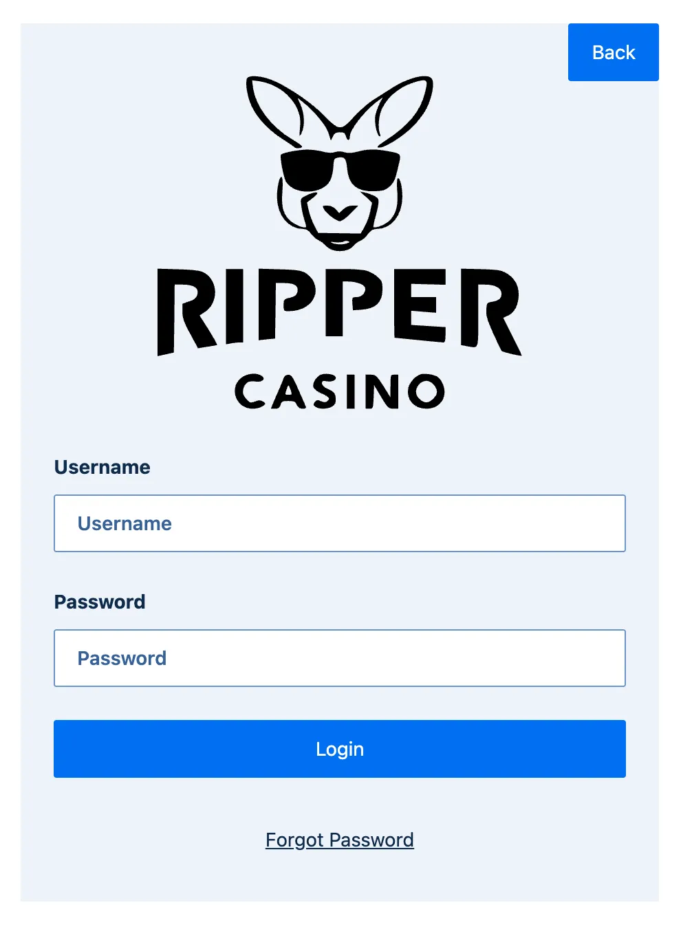 ripper-casino login page